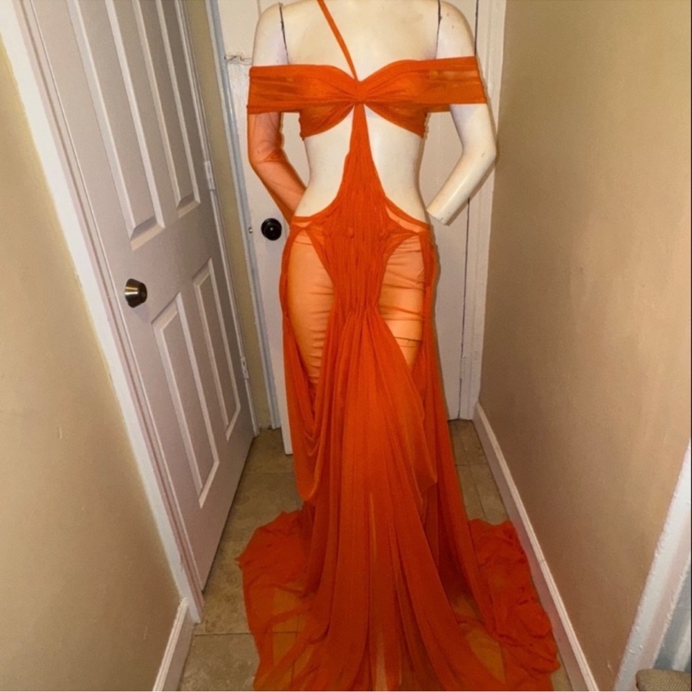 Elegant Orange Evening Gown